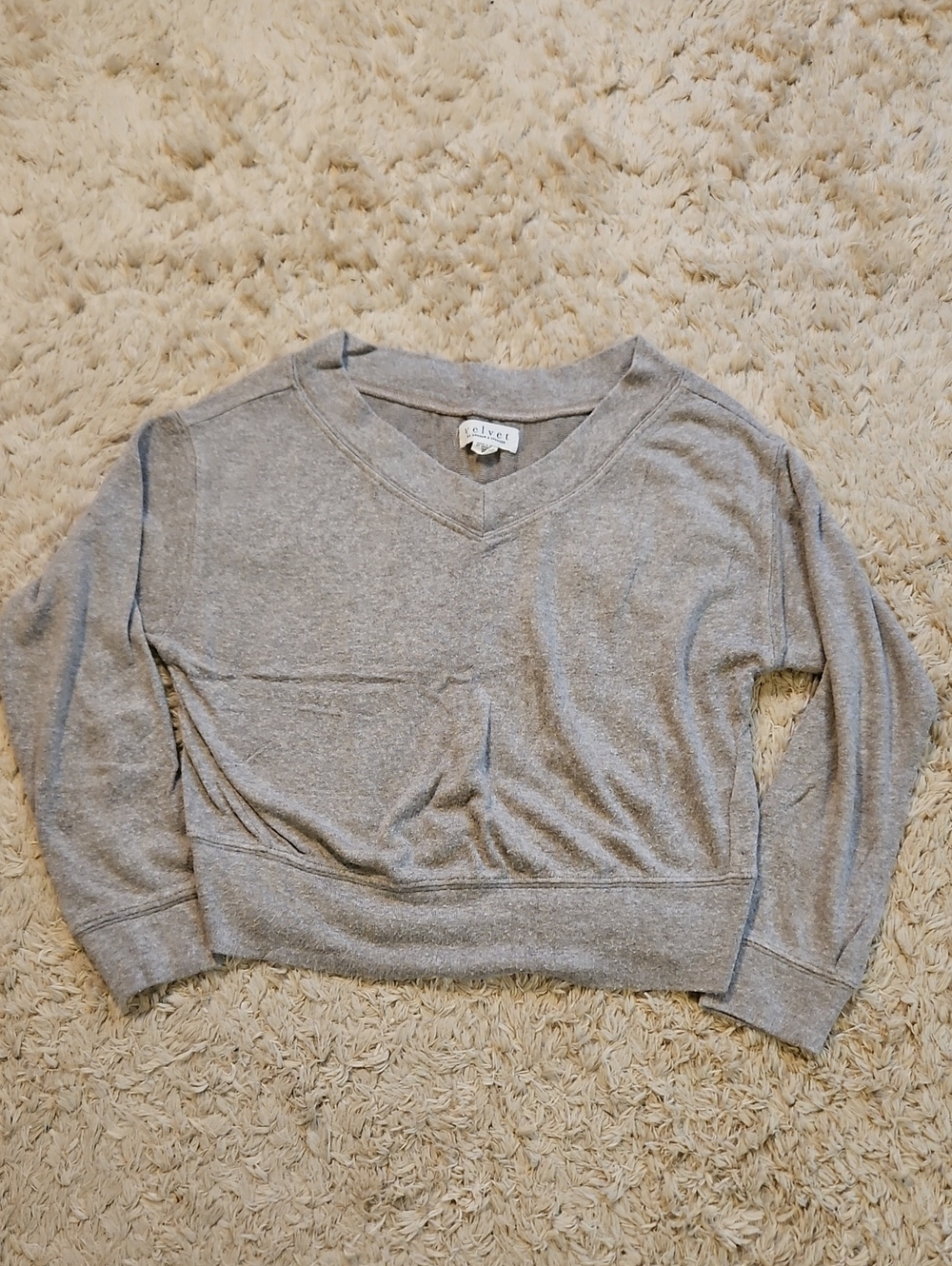 Velvet by Graham & Spencer Gray V-Neck Sweater